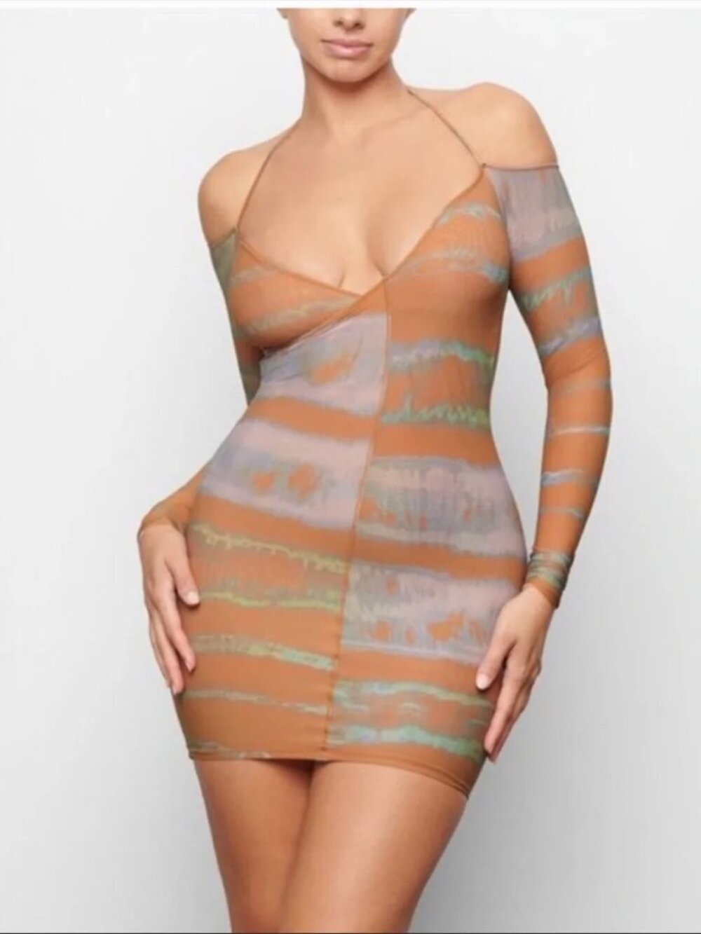 Skims Off the Shoulder Tie Dye Print Jelly Dress XL